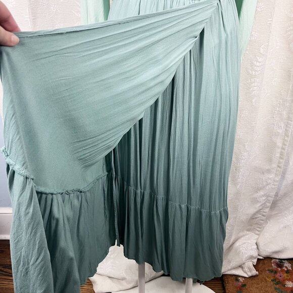 Young Fabulous & Broke Ocean Ombre midi dress asymmetrical ruffle faux wrap M - Picture 5 of 10